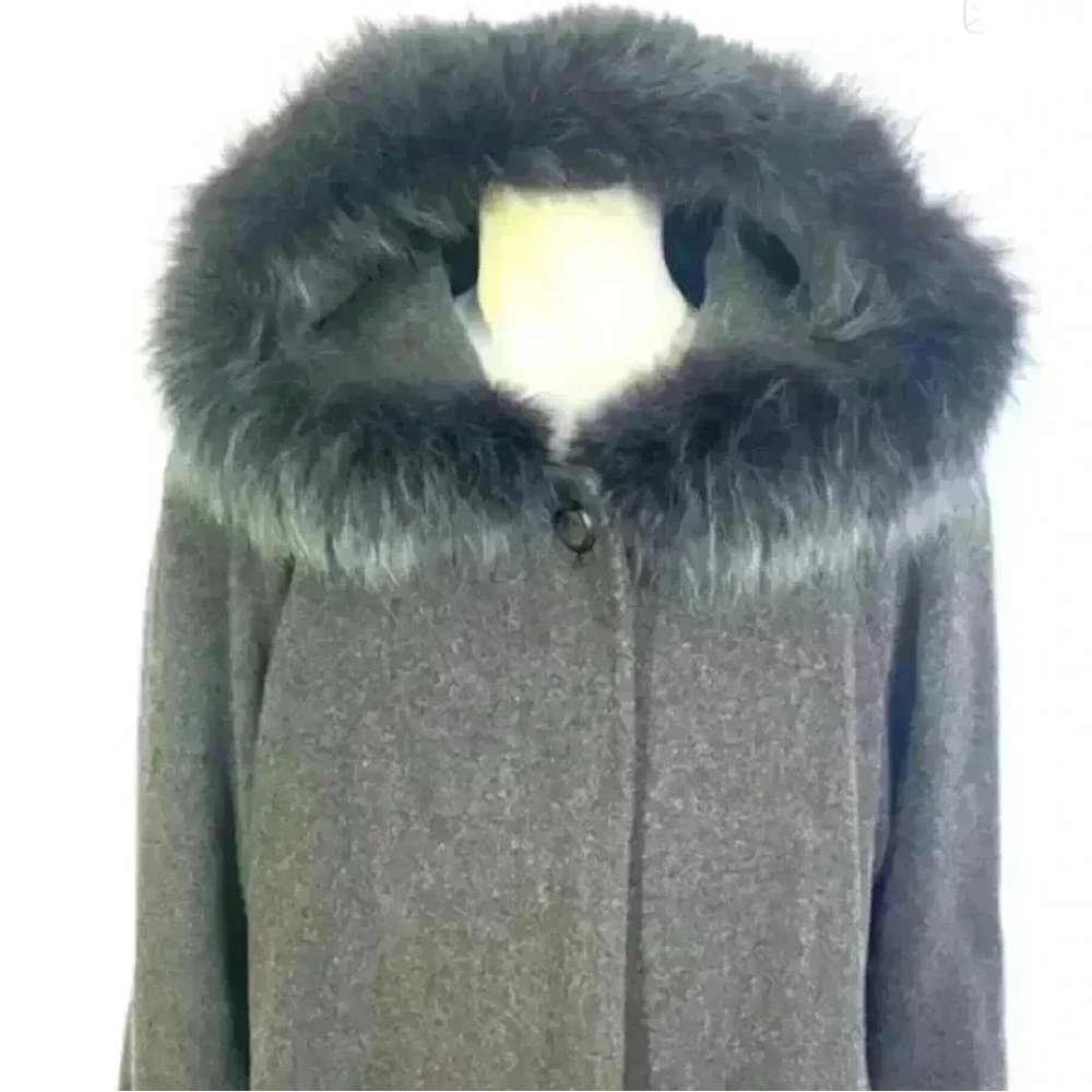 Gray Coat with Faux Fur Hood